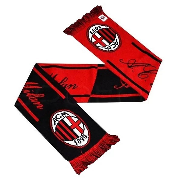 Sciarpa Ufficiale AC Milan In Jacquard - Colori Rosso, Nero, Bianco, 100% Acrilico - Foto 2