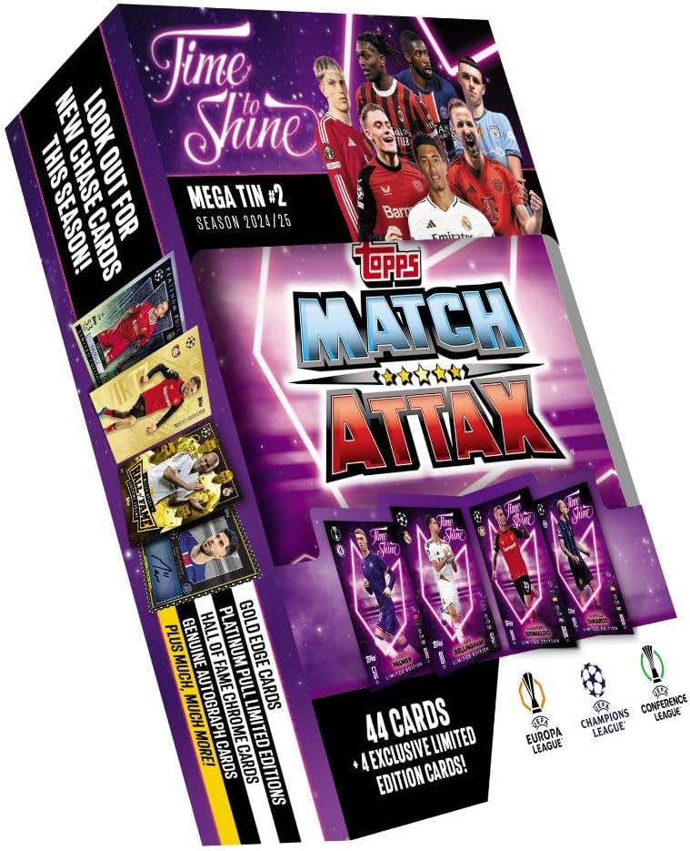 2024/2026 Topps Match Attax UEFA Time To Shine Mega Tin [ 44 Cards+ 4 LE Cards]