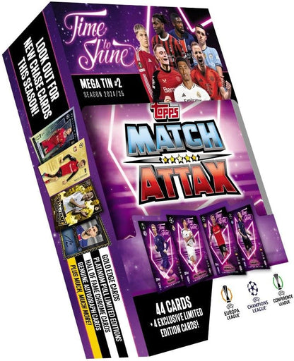 2024/2026 Topps Match Attax UEFA Time To Shine Mega Tin [ 44 Cards+ 4 LE Cards]