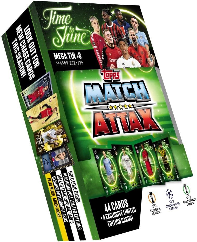 2024/2026 Topps Match Attax UEFA Time To Shine Mega Tin [ 44 Cards+ 4 LE Cards]