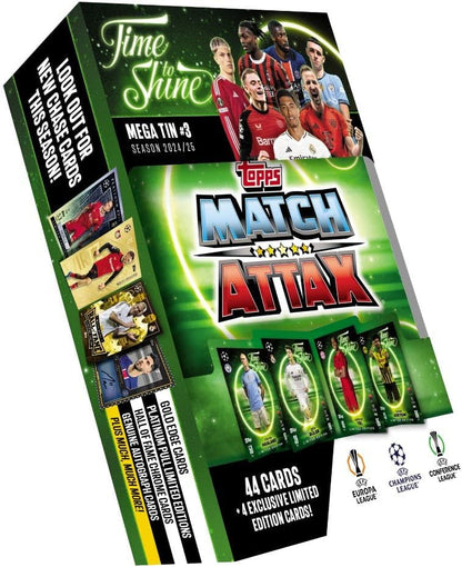 2024/2026 Topps Match Attax UEFA Time To Shine Mega Tin [ 44 Cards+ 4 LE Cards]