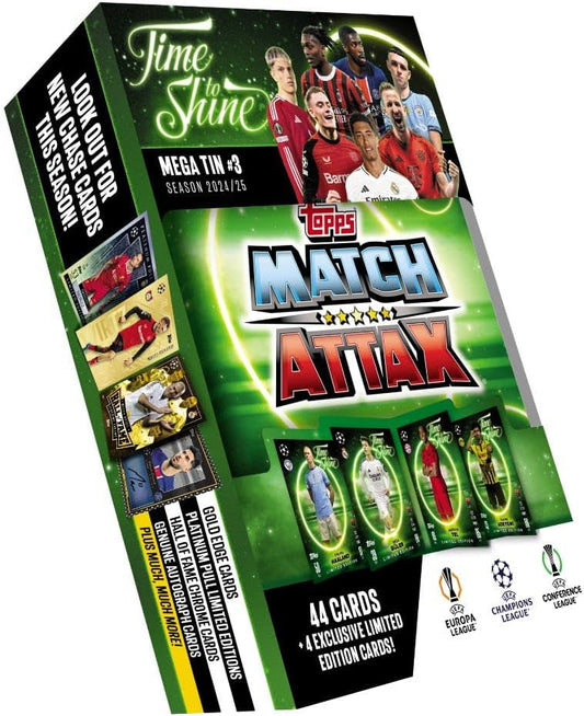 2024/2026 Topps Match Attax UEFA Time To Shine Mega Tin [ 44 Cards+ 4 LE Cards]