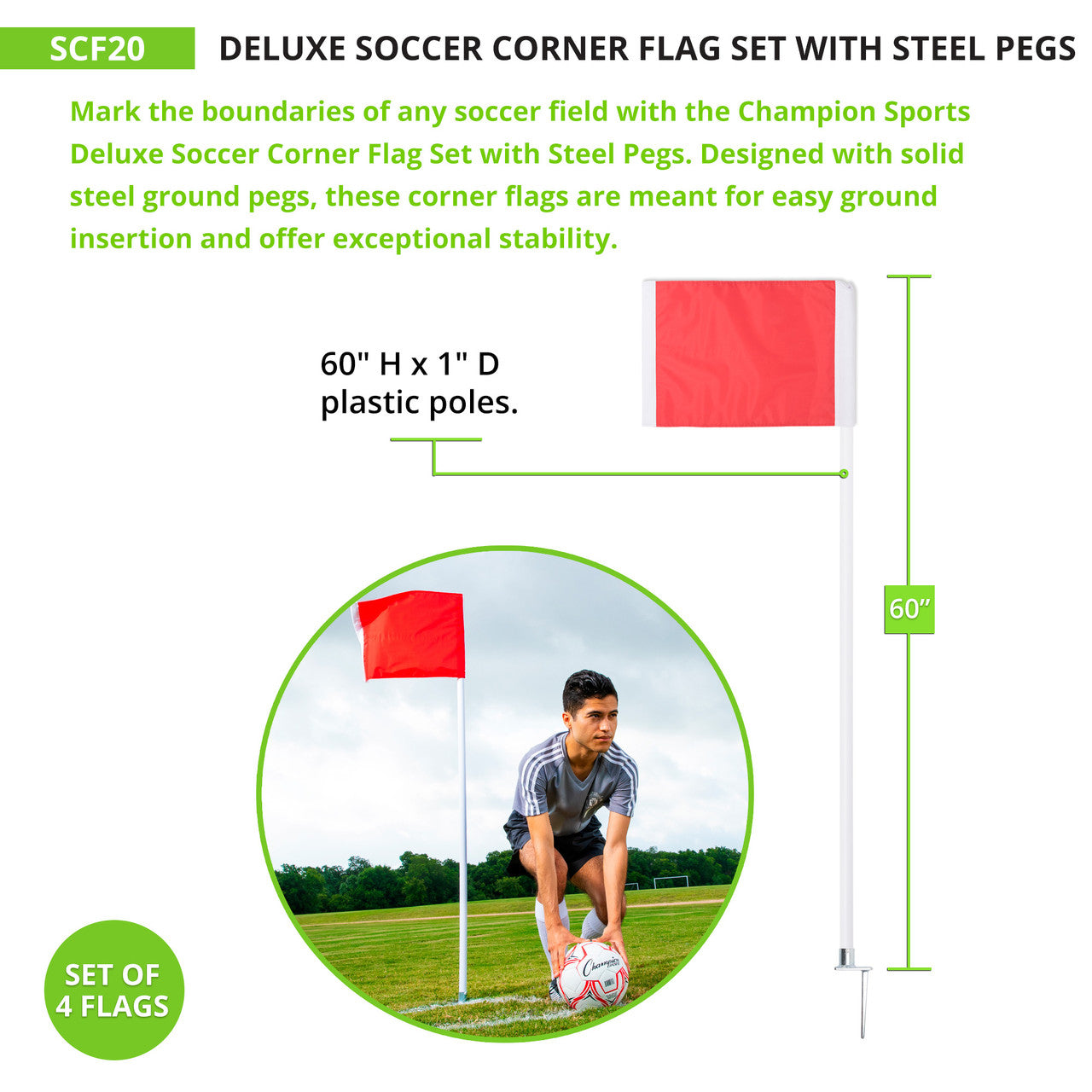 STEEL PEG SOCCER CORNER FLAGS