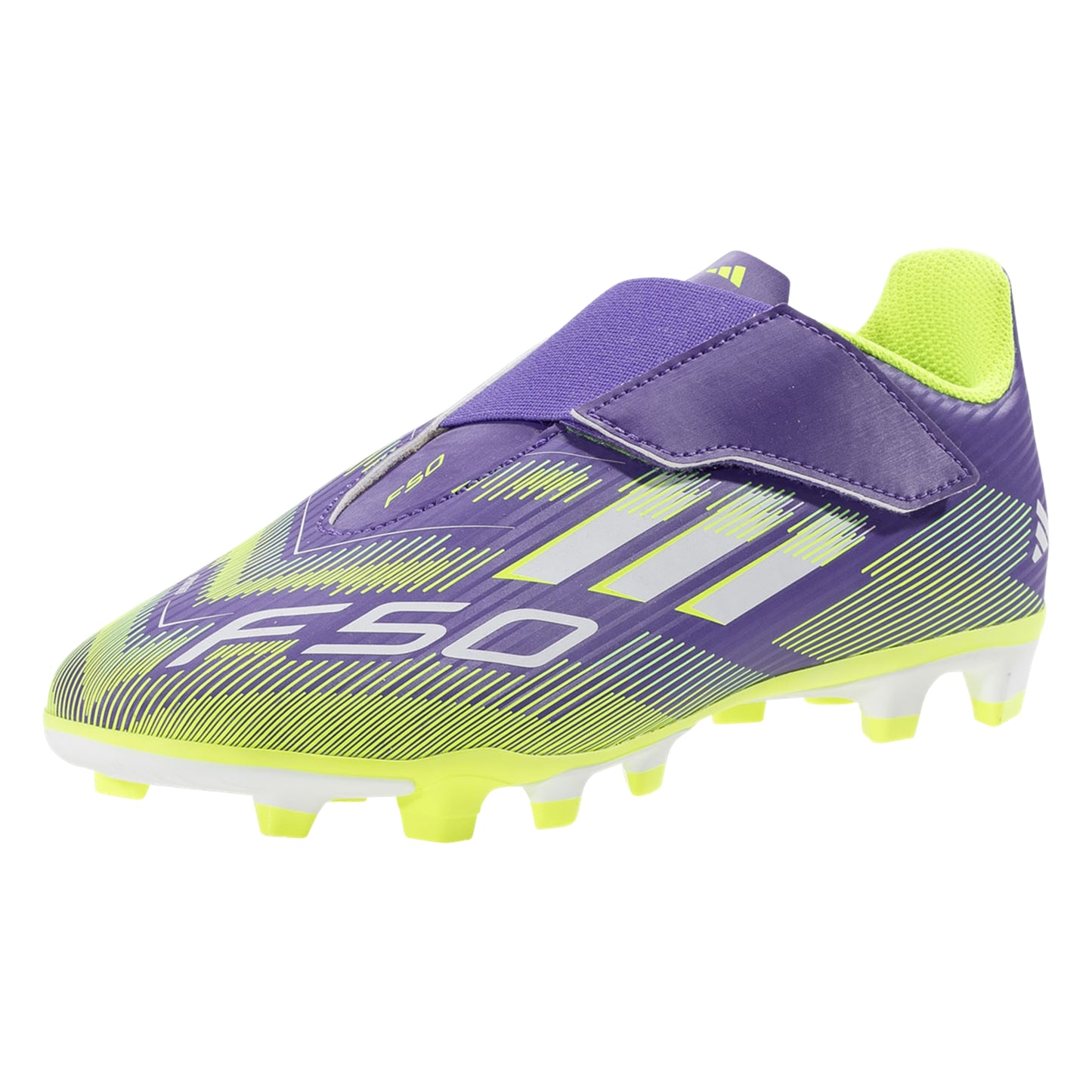 Junior F50 Club Velcro FxG [Purple/White/Lucid Lemon]