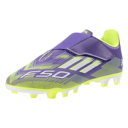 Junior F50 Club Velcro FxG [Purple/White/Lucid Lemon]